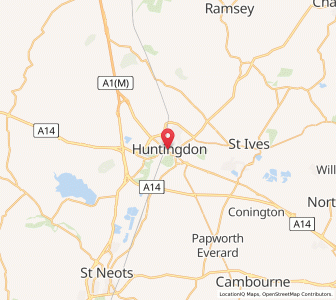 Map of Huntingdon, EnglandEngland