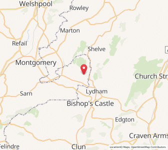 Map of Hyssington, WalesWales