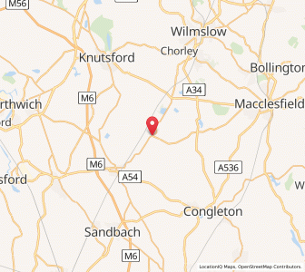 Map of Jodrell Bank, EnglandEngland