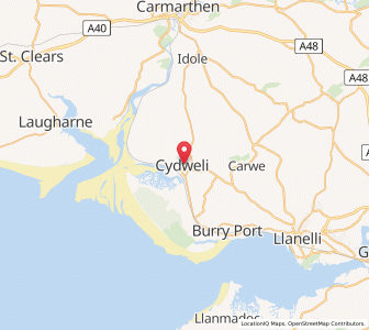 Map of Kidwelly, WalesWales
