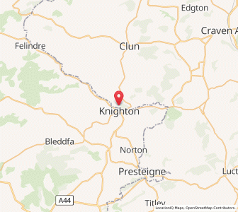 Map of Knighton, WalesWales