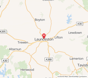 Map of Launceston, EnglandEngland
