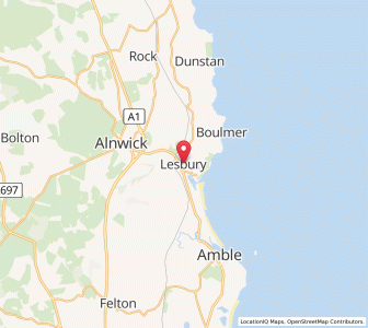 Map of Lesbury, EnglandEngland