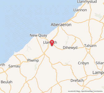 Map of Llanarth, WalesWales