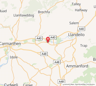 Map of Llanarthney, WalesWales