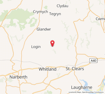 Map of Llanboidy, WalesWales