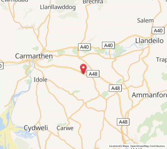 Map of Llanddarog, WalesWales