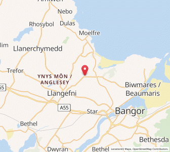 Map of Llanddyfnan, WalesWales