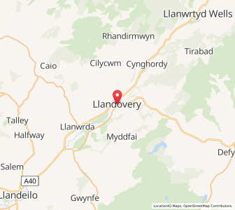 Map of Llandovery, WalesWales