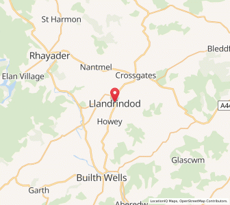 Map of Llandrindod Wells, WalesWales