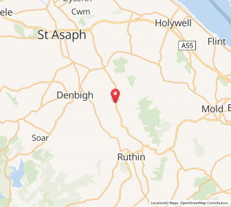 Map of Llandyrnog, WalesWales