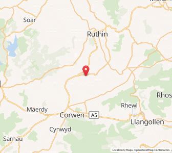 Map of Llanelidan, WalesWales
