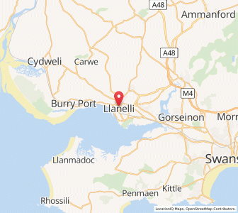 Map of Llanelli, WalesWales