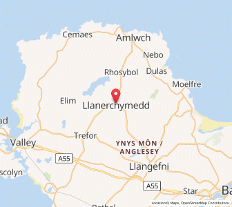 Map of Llanerchymedd, WalesWales