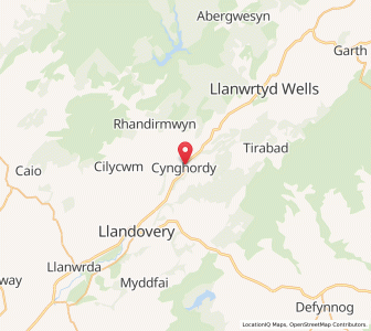Map of Llanfair-ar-y-bryn, WalesWales