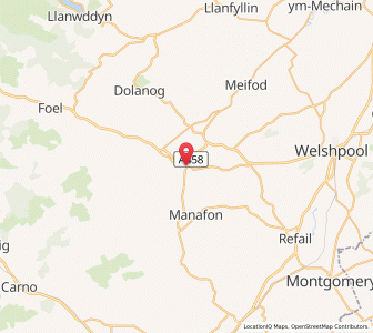 Map of Llanfair Caereinion, WalesWales