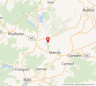 Map of Llanfihangel-Glyn-Myfyr, WalesWales