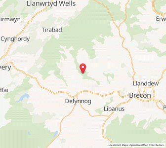 Map of Llanfihangel-Nant-Bran, WalesWales