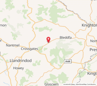 Map of Llanfihangel Rhydithon, WalesWales