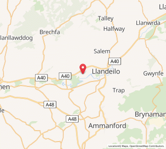 Map of Llangathen, WalesWales