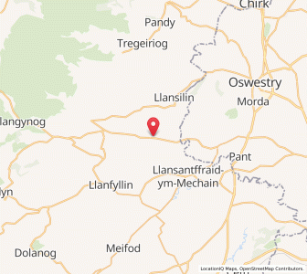 Map of Llangedwyn, WalesWales