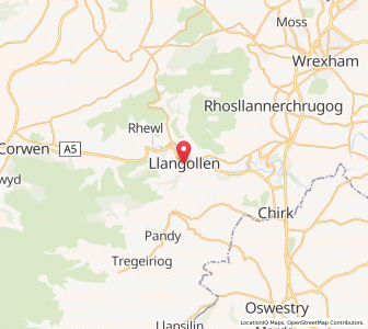 Map of Llangollen, WalesWales