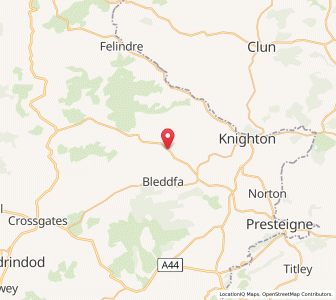 Map of Llangunllo, WalesWales