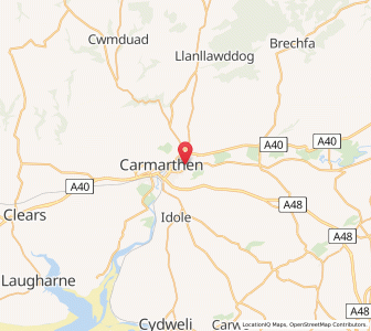 Map of Llangunnor, WalesWales