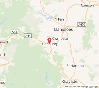 Map of Llangurig, WalesWales