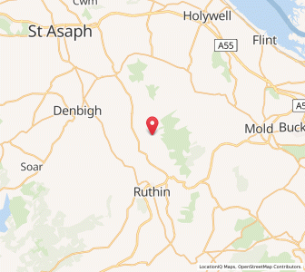 Map of Llangynhafal, WalesWales