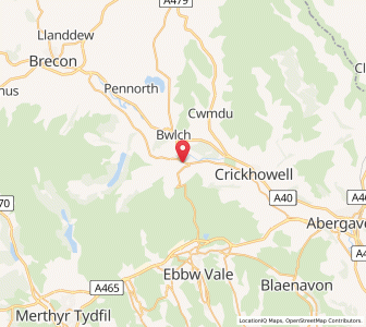 Map of Llangynidr, WalesWales