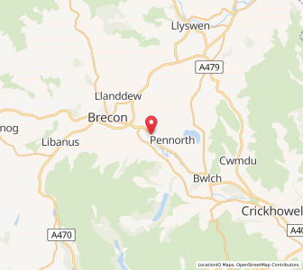 Map of Llanhamlach, WalesWales