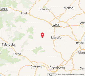 Map of Llanllugan, WalesWales