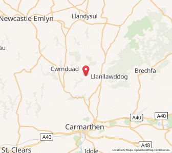 Map of Llanpumsaint, WalesWales