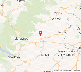 Map of Llanrhaiadr-ym-Mochnant, WalesWales