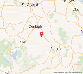 Map of Llanrhaiadr, WalesWales
