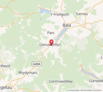 Map of Llanuwchllyn, WalesWales