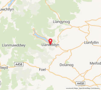 Map of Llanwddyn, WalesWales