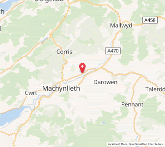 Map of Llanwrin, WalesWales