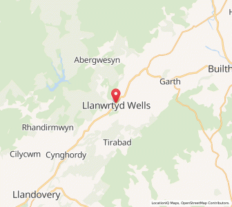 Map of Llanwrtyd Wells, WalesWales
