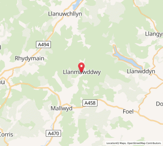 Map of Llanymawddwy, WalesWales