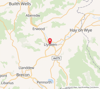 Map of Llyswen, WalesWales
