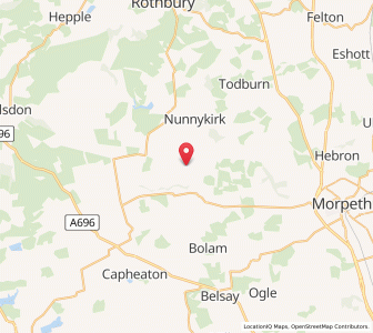 Map of Longwitton, EnglandEngland