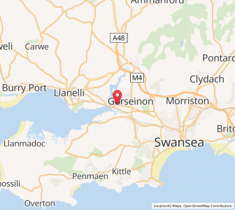 Map of Loughor, WalesWales