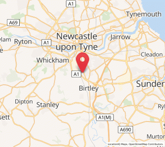Map of Low Fell & Chowdene, England