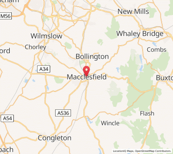 Map of Macclesfield, EnglandEngland