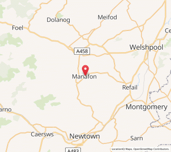 Map of Manafon, WalesWales