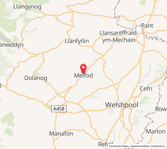 Map of Meifod, WalesWales