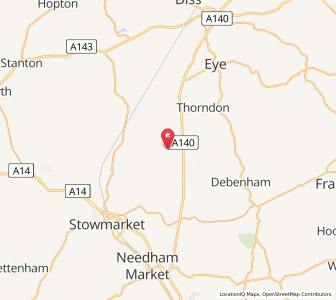 Map of Mendlesham, EnglandEngland