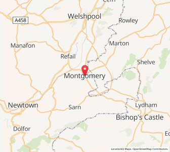 Map of Montgomery, WalesWales